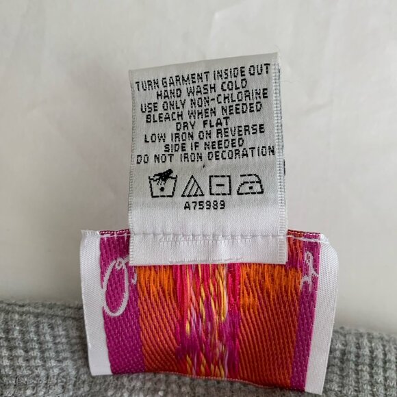 Quacker Factory Peace Sign Embellished Thermal Shirt 2X Gray Pullover READ - Picture 9 of 10